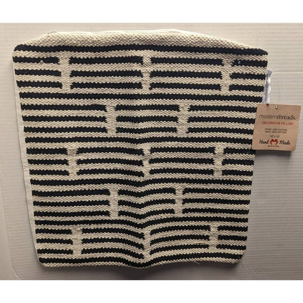 Modern Threads Decorative Pillow Case Cover Cotton Handmade in India Black White